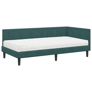 vidaXL Cadre de lit d'angle Vert foncé 90 x 200 cm Velours