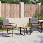 vidaXL Ensemble de meubles d'extérieur avec coussin 3 Pièces Gris clair