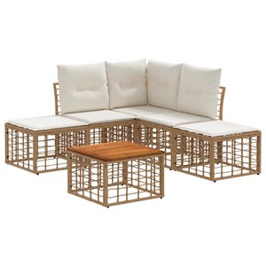 vidaXL Ensemble de canapés d'extérieur 6 Pièces Blanc Naturel et Crème