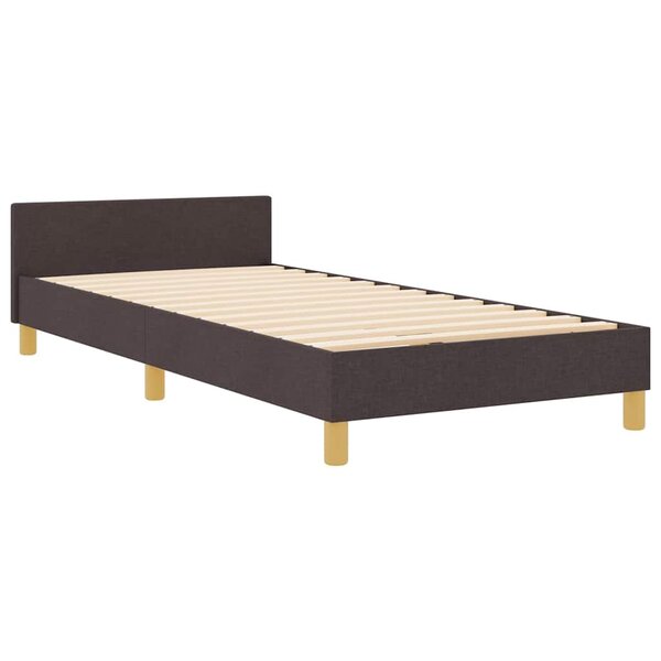 vidaXL Cadre de lit avec tête de lit Marron foncé 90 x 190 cm tissu
