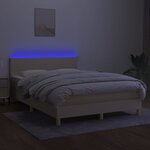 vidaXL Sommier à lattes de lit avec matelas LED Crème 140x200 cm Tissu