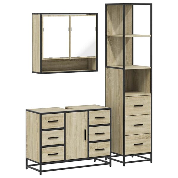 vidaXL Ensemble de meubles de salle de bain 3 Pièces chêne sonoma