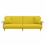 vidaXL Canapé-lit avec accoudoirs jaune clair tissu