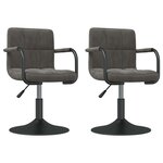 vidaXL Chaises pivotantes à manger lot de 2 gris foncé velours