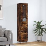 vidaXL Buffet haut Chêne fumé 34 5x34x180 cm Bois d'ingénierie