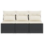 vidaXL Canapé de jardin avec coussins 3 places noir résine tressée