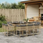 vidaXL Ensemble à manger de jardin et coussins 11 Pièces mélange beige