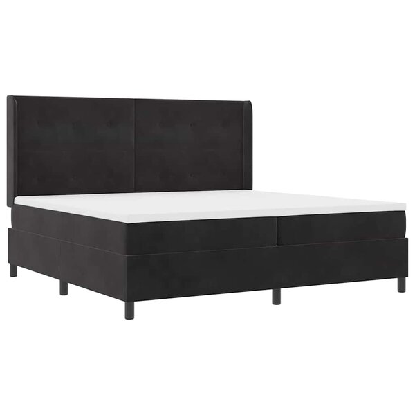 vidaXL Lit à Ressorts avec Matelas LED Noir 200 x 200 cm Velours