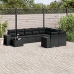 vidaXL Salon de jardin 10 Pièces avec coussins noir résine tressée