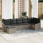 vidaXL Ensemble de salle à manger de jardin 7 pièces avec coussins en résine gris clair