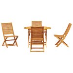 Ensemble de salle à manger de jardin 5 pièces en bois d'acacia