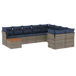 vidaXL Salon de jardin 10 Pièces avec coussins gris résine tressée