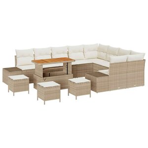 vidaXL Ensemble de canapé de jardin avec coussin 12 Pièces Beige et crème