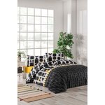 Parure de lit - housse de couette 220 x 240 + 2 taies d'oreiller 60 x 60 coton renforcé - Noir