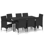 vidaXL Ensemble à manger de jardin coussins 9Pièces Résine tressée Noir