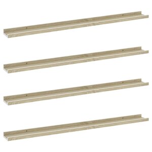 vidaXL Étagères murales 4 Pièces blanc et chêne sonoma 100x9x3 cm
