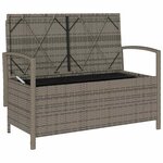 VidaXL Banc de rangement de jardin avec coussin gris résine tressée