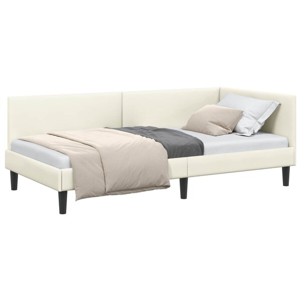 vidaXL Cadre de lit d'angle Crème 100 x 200 cm Velours