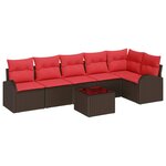 vidaXL Ensemble de canapé de jardin 7 Pièces Marron polyrotin
