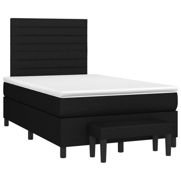 vidaXL Sommier à lattes de lit avec matelas noir 120x190 cm tissu