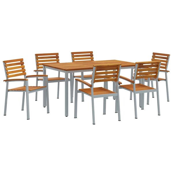 vidaXL Ensemble de salle à manger pour jardin 7 Pièces Gris et marron