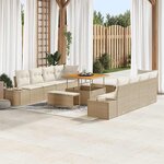 vidaXL Ensemble de canapé de jardin 11 Pièces Beige Poly rotin