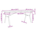 vidaXL Table à manger cadre en Y 180x90x75 5 cm bois pin massif fonte