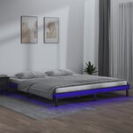 vidaXL Cadre de lit à LED sans matelas gris 135x190 cm bois massif