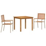Ensemble de repas de jardin 3 pièces vidaXL en poly rotin beige