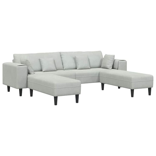 vidaXL Canapé en velours avec coussin 3 Pièces Gris clair 208 cm Velours