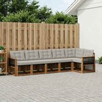 vidaXL Ensemble de canapés d'extérieur 6 pc Naturel et gris clair