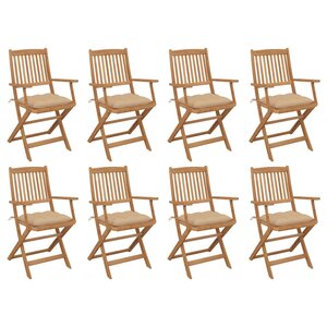 vidaXL Chaises pliables d'extérieur avec coussins 8 Pièces Bois d'acacia