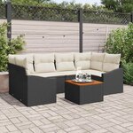 vidaXL Ensemble de canapé de jardin 7 Pièces Noir et blanc
