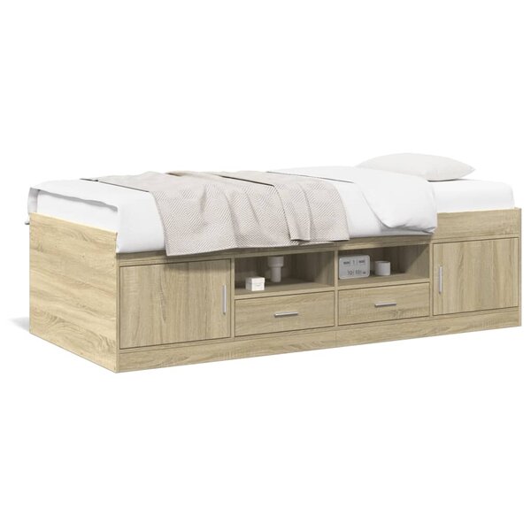 vidaXL Lit de jour avec tiroirs sans matelas chêne sonoma 100x200 cm