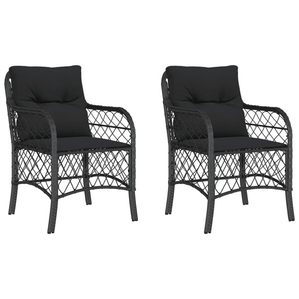 vidaXL Chaises de jardin avec coussins lot de 2 noir résine tressée