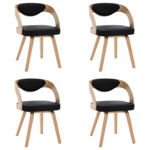 vidaXL Chaises à manger lot de 4 noir bois courbé et similicuir