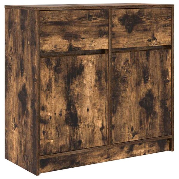 vidaXL Buffet avec tiroir chêne fumé 80x34x76 cm bois d'ingénierie