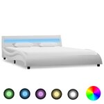 vidaXL Cadre de lit avec LED Blanc Similicuir 140 x 200 cm