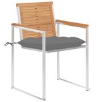 vidaXL Chaises de jardin lot de 4 avec coussins Bois de teck massif