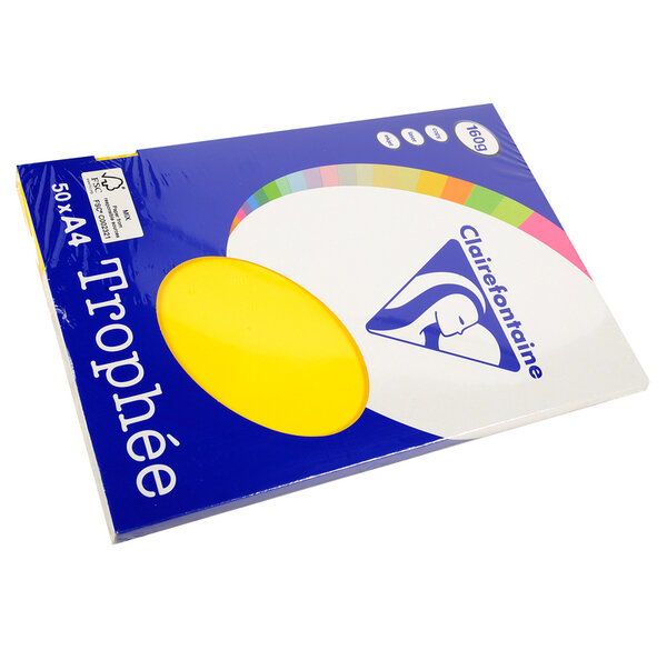 Ramette 50 Feuilles Papier 160g A4 210x297 mm Certifié FSC jaune soleil CLAIREFONTAINE