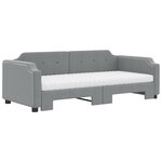 vidaXL Lit de jour avec gigogne et matelas gris clair 90x200 cm tissu