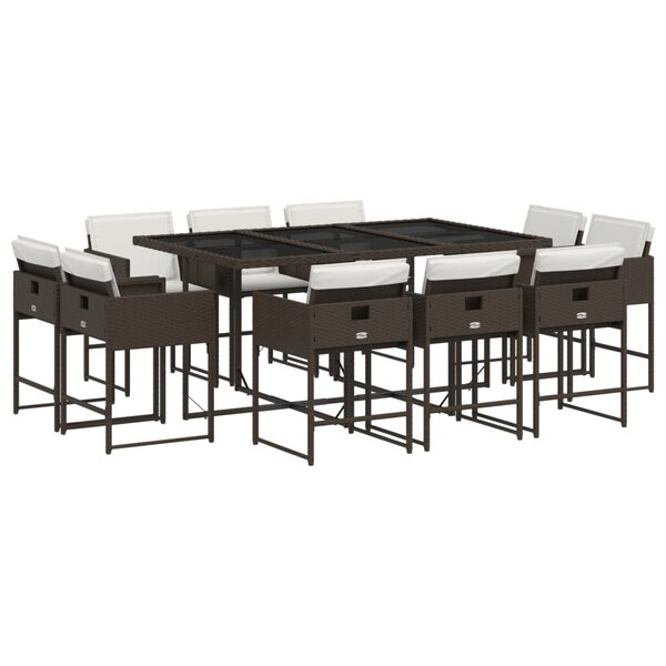 vidaXL Ensemble à manger de jardin et coussins 11 Pièces marron rotin