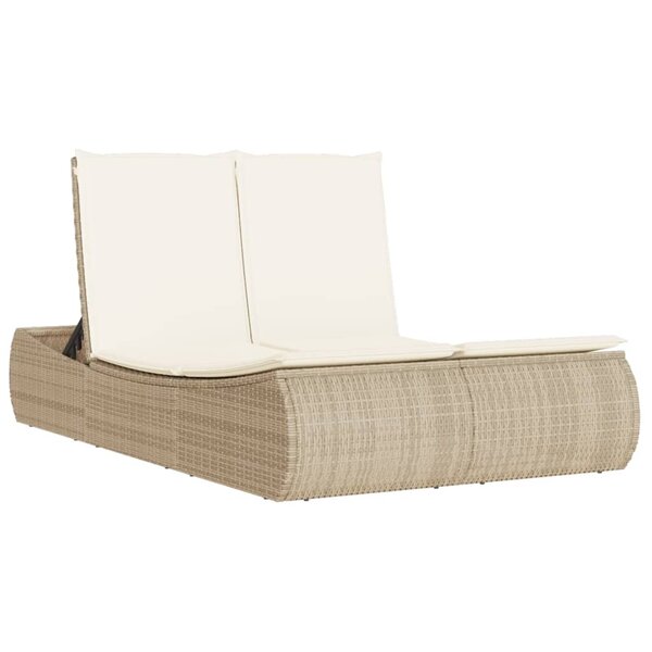 vidaXL Chaise longue double avec coussins beige résine tressée