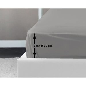 Drap Housse 100 coton 160 x 200 x 30 cm gris clair