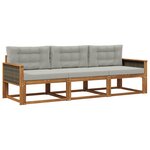 vidaXL Ensemble de canapés d'extérieur 3 pc Naturel et Gris clair