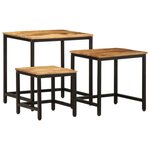 vidaXL Tables d'appoint gigognes 3 Pièces bois de manguier massif brut