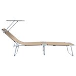 vidaXL Chaises longues pliantes 2 Pièces avec auvent en tissu Oxford 600D taupe