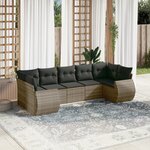 vidaXL Salon de jardin avec coussins 7 Pièces gris résine tressée