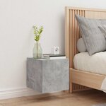 vidaXL Meuble TV mural avec lumières LED gris béton 30 5x35x30 cm