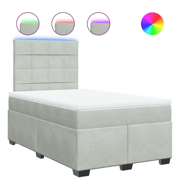 vidaXL Sommier à lattes de lit et matelas gris clair 120x190cm velours
